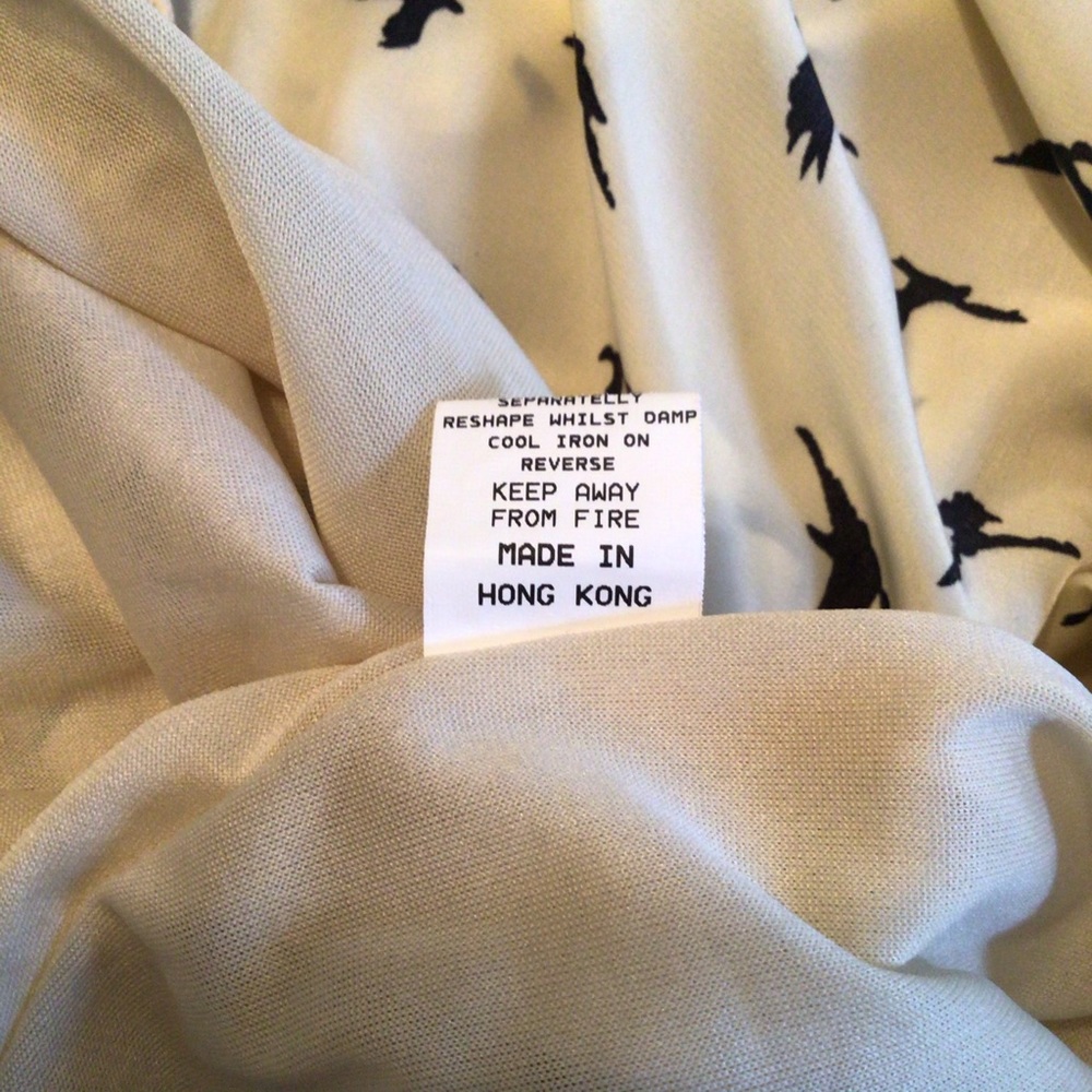 Fussy NY Cream & Black Bird Pattern Dress Size: M - Picture 6 of 7